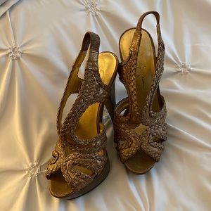 Jessica Simpson gold high heels